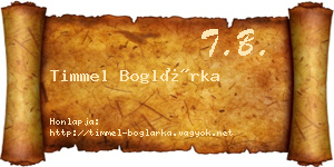 Timmel Boglárka névjegykártya